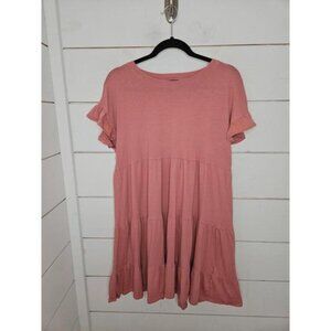 J Crew medium pink tiered short sleeve cotton tee shirt dress